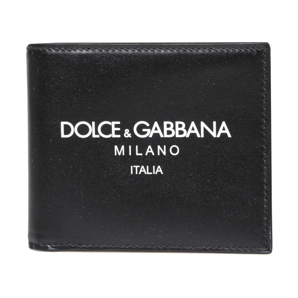 Dolce & Gabbana Zwarte Leren Portemonnee met Logo Black Heren