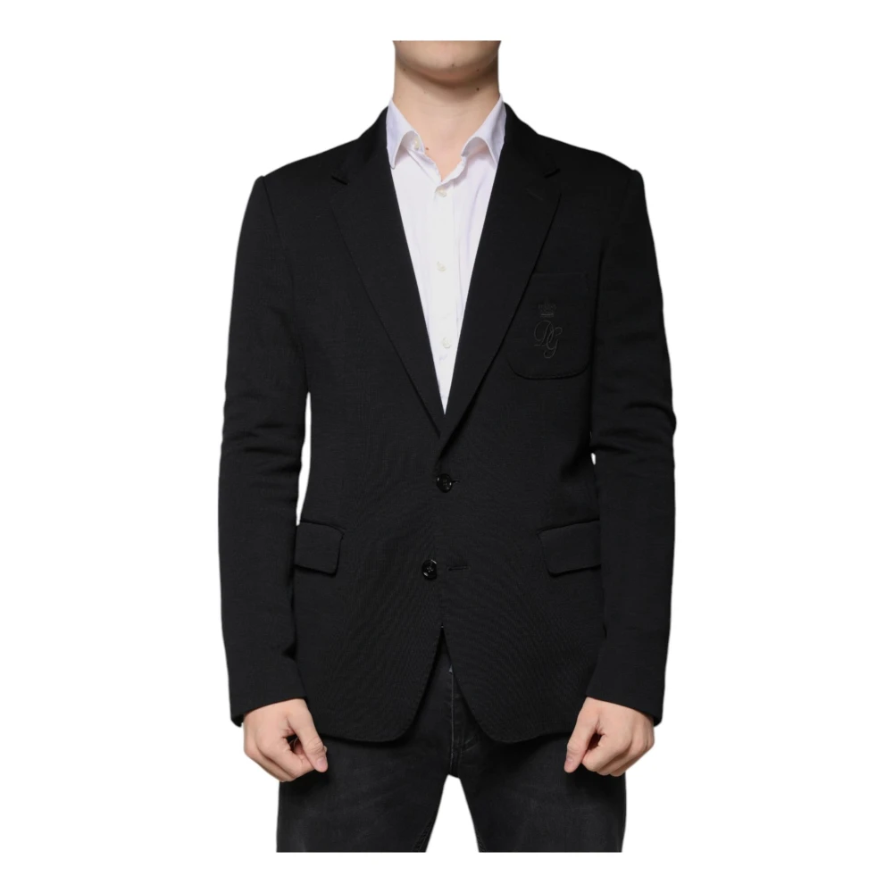 Dolce & Gabbana Zwarte Wol Slim Fit Blazer Black Heren