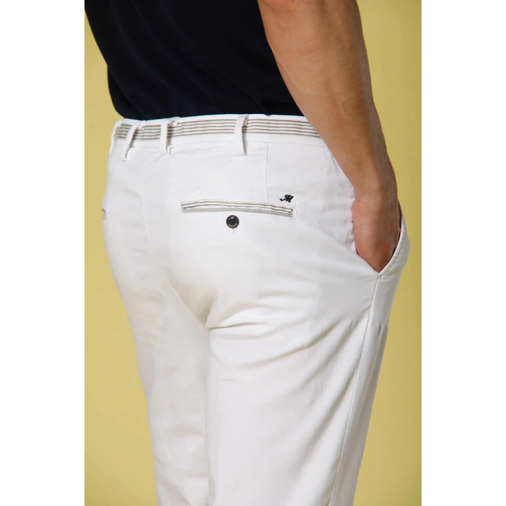 Mason's Slim Fit Golf Chino Broek White Heren