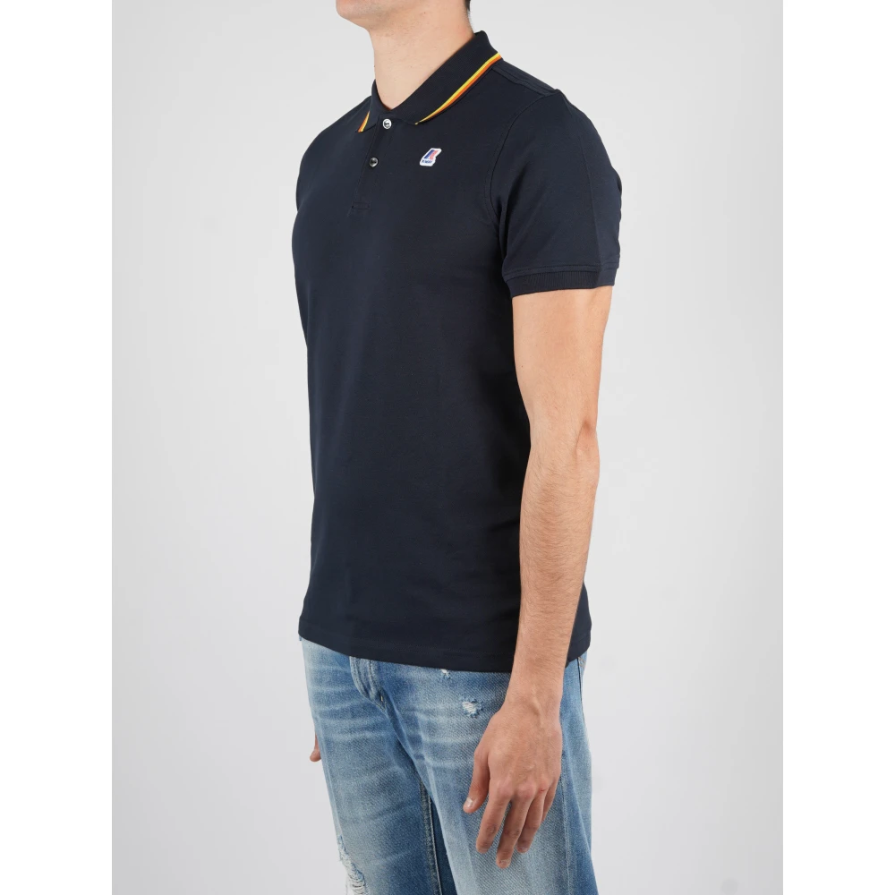 K-way Gestreept Kraag Polo Shirt Blue Heren