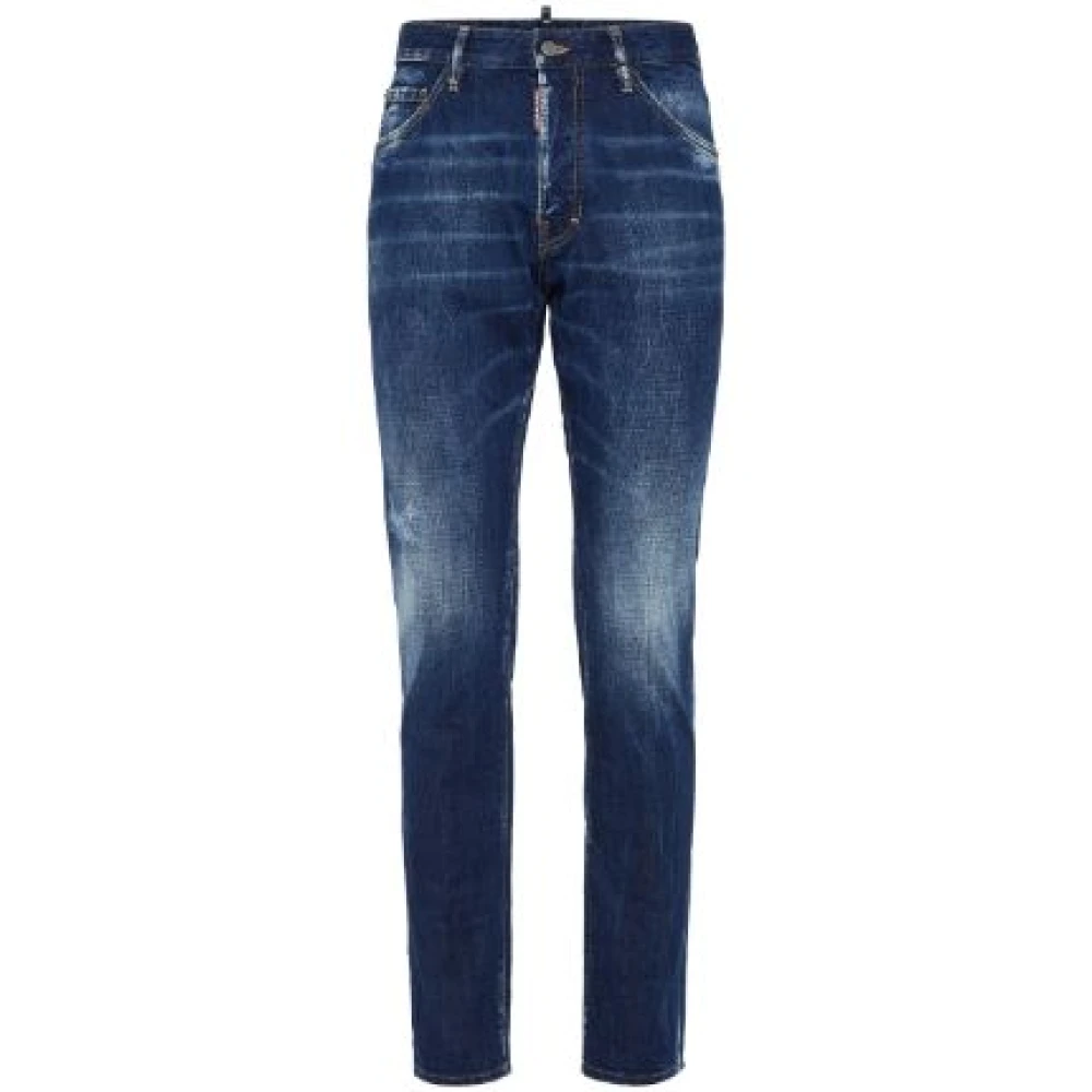 Dsquared2 Navy Blauwe Versleten Spijkerbroek Blue Heren