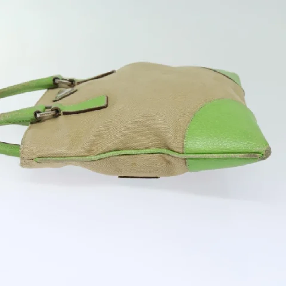 Prada Vintage Pre-owned Canvas handbags Beige Dames