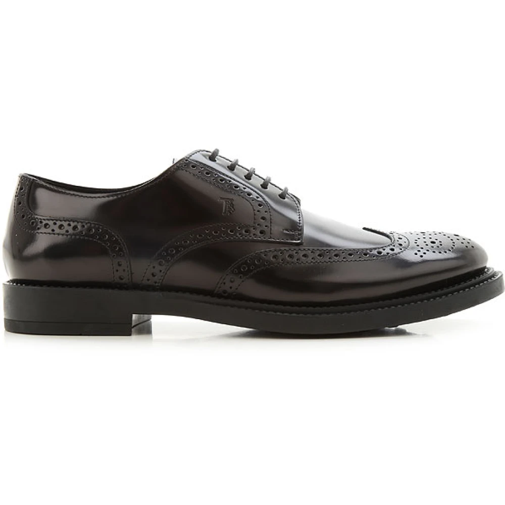 TOD'S Zwarte Veterschoenen van Leer Black Heren