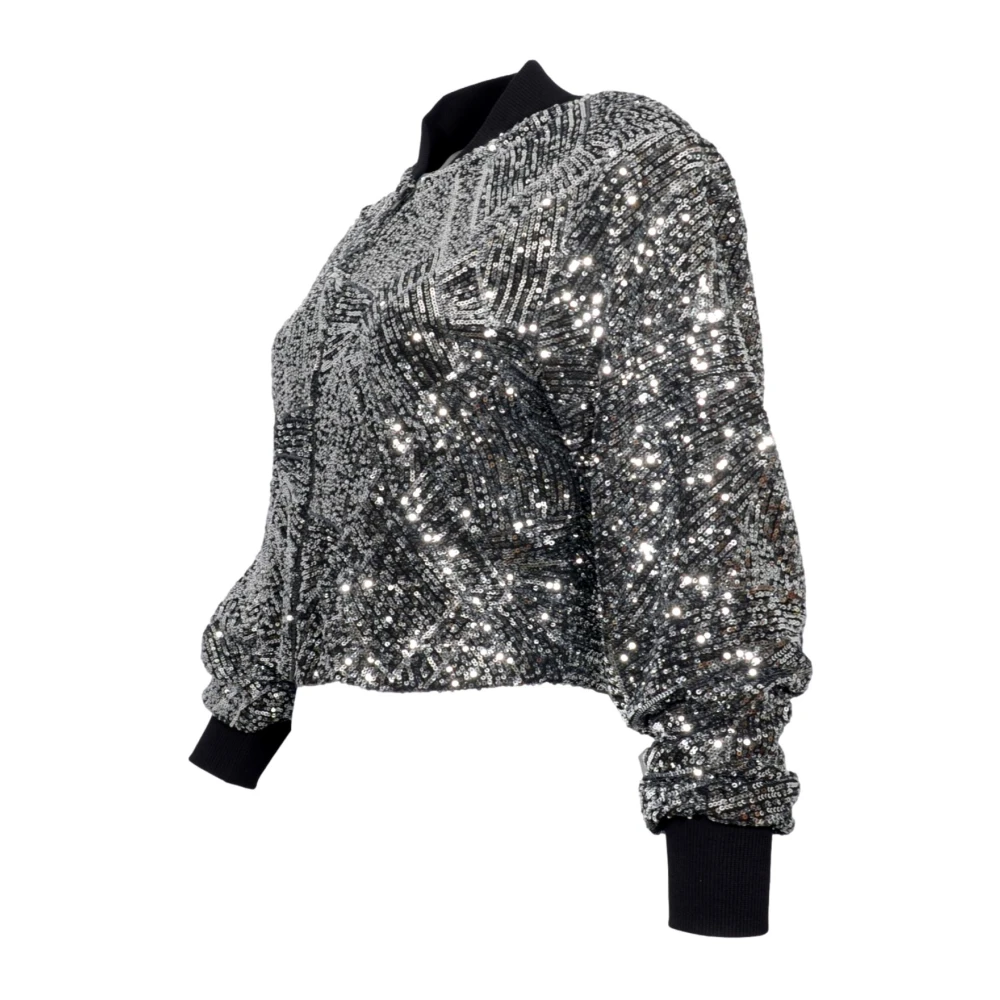 Kaos Pailletten Cropped Jas Zwart Black Dames