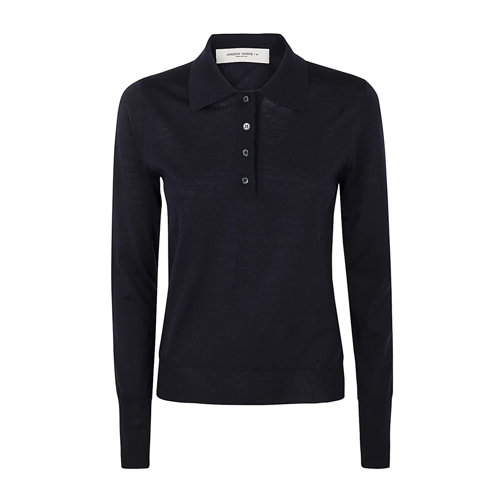 Golden Goose Navy Knit Polo Blue Dames