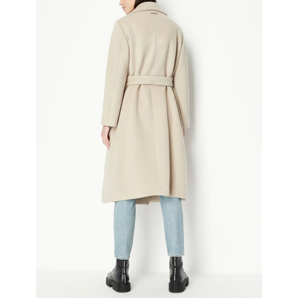 Armani Exchange Stijlvolle Jassen met Meerdere Zakken Beige Dames