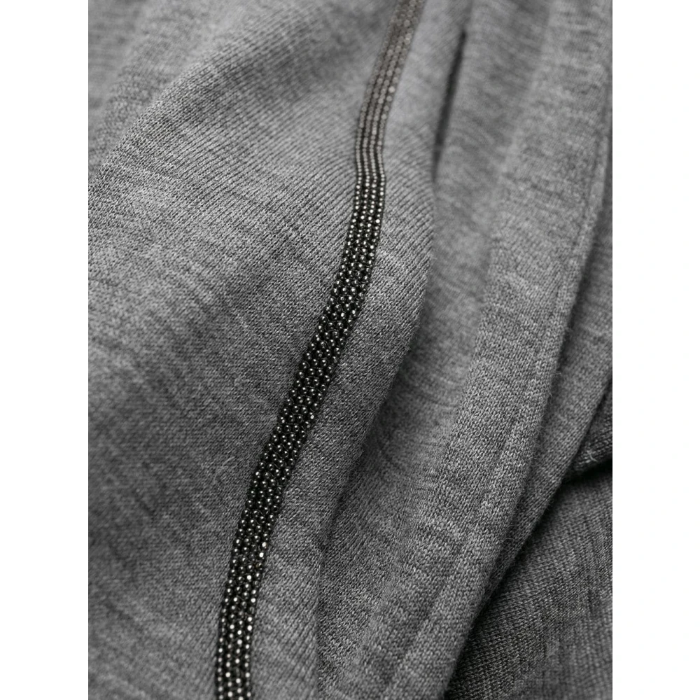 BRUNELLO CUCINELLI Grijze Katoenmix Broek met Elastische Tailleband Gray Dames