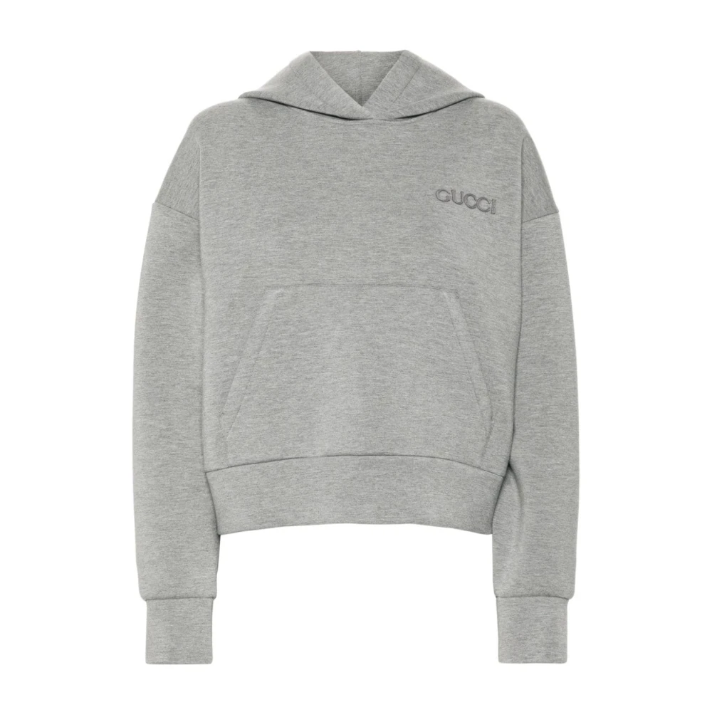 Gucci Grijze Sweater met Capuchon en Logopatch Gray Dames