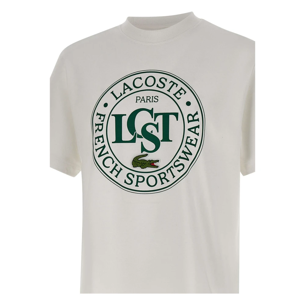 Lacoste Heren T-shirt Wit Logo Print White Heren
