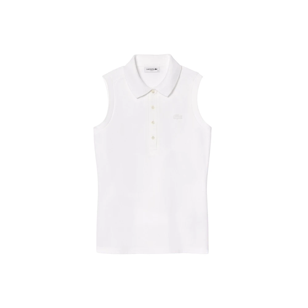 Lacoste Women's White Polo Shirt With Mother Of Pearl Buttons