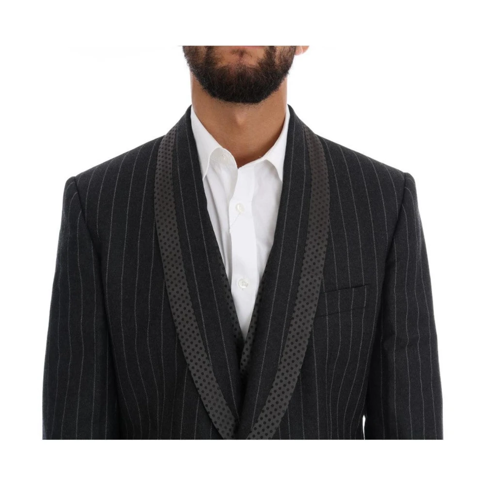 Dolce & Gabbana Pinstripe Pak voor Mannen Zwart Gray Heren