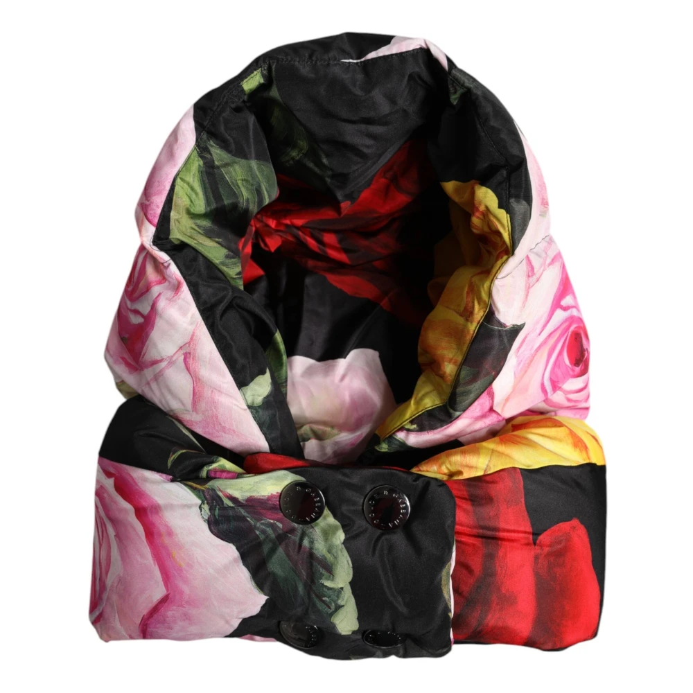 Dolce & Gabbana Vrouw Multicolor Accessoires Dames, Veelkleurig, One Size, Polyester, Zwarte Bloemenprint Hoofdband Hoed