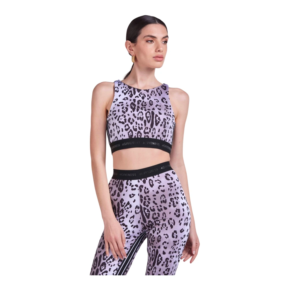4Giveness Luipaardprint Lycra Elastisch Logo Band Gray Dames