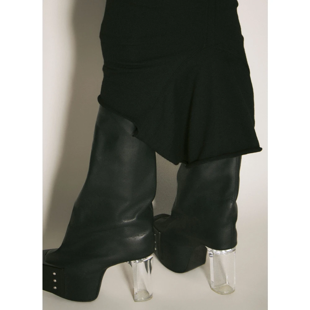 Rick Owens Peplum Gebreide Midi Rok Black Dames