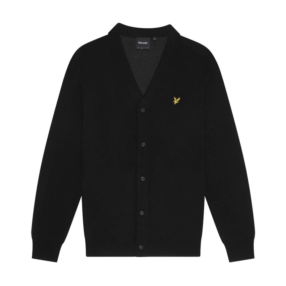 Lyle & Scott Gebreide Dubbel Gebreide V-hals Vest Black Heren