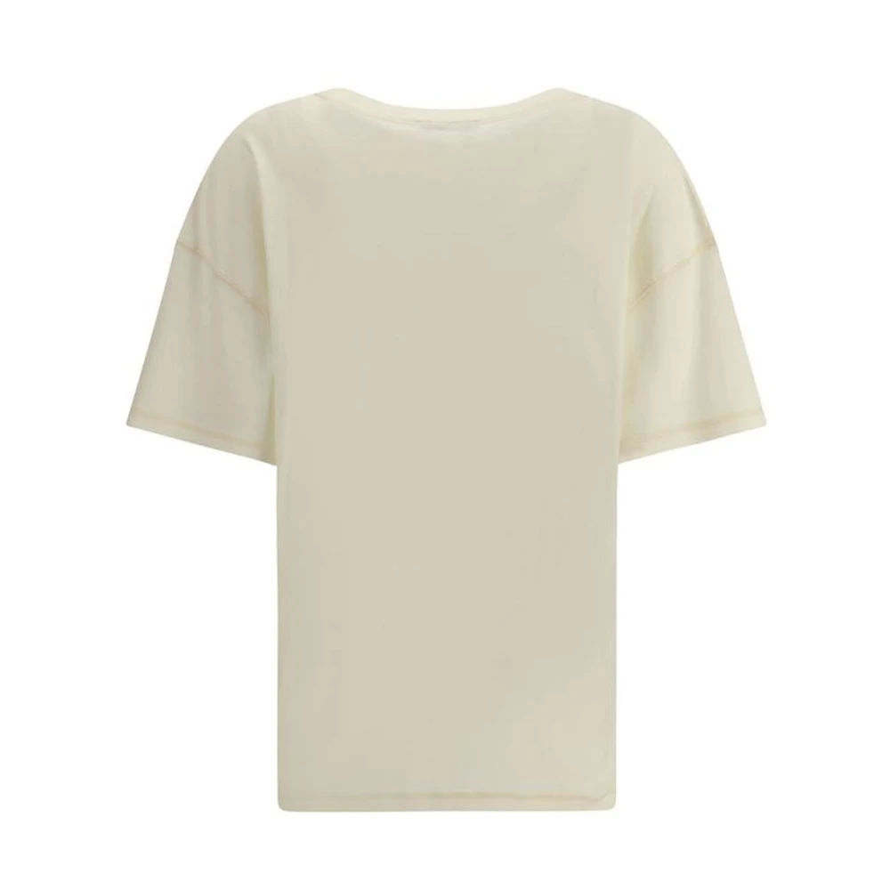 Lemaire Geribbelde katoenen ronde hals T-shirt Beige Dames