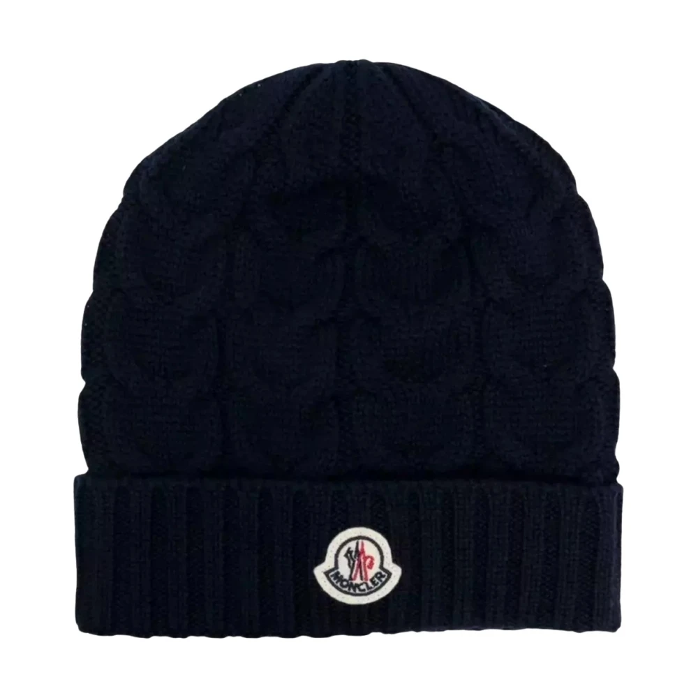 Moncler Marinblå Ull Beanie Mössa Blue, Unisex