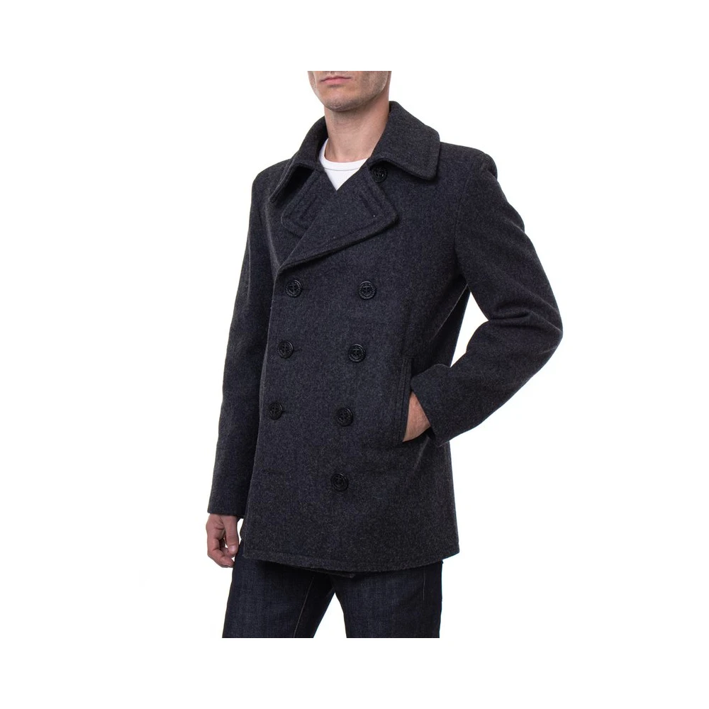 Schott NYC Klassieke Dubbelgeknoopte Peacoat Gray Heren