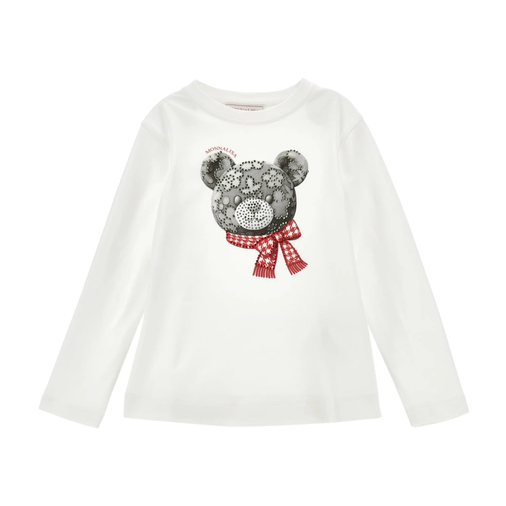Monnalisa Girls Ivory Flower Bear Long Sleeve T-Shirt In - 2 Yrs - Image 5