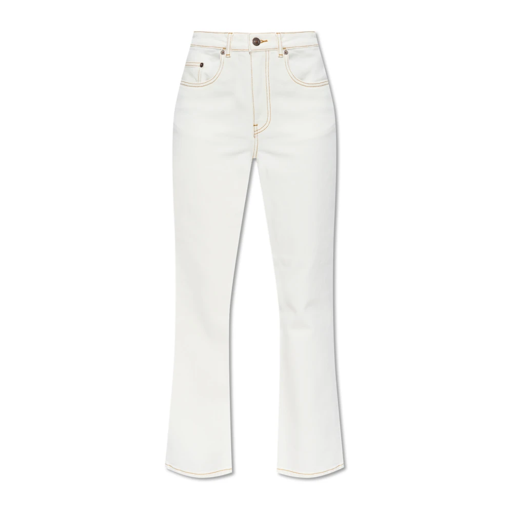 TORY BURCH Flare Cropped Jeans Five-Pocket Style White Dames