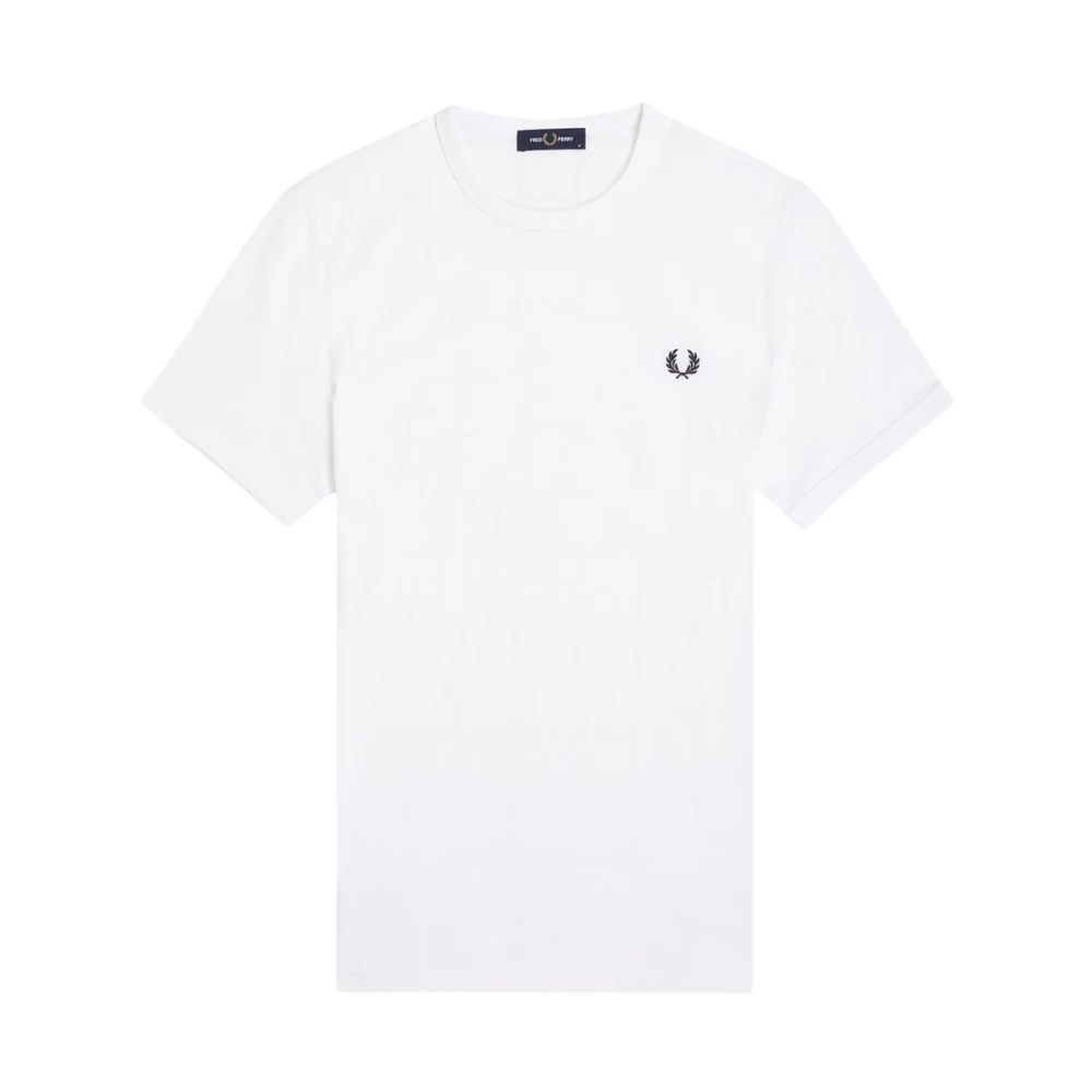 Fred Perry Uomo Bianco - T-Shirt Sportiva In Cotone Con Colletto A Coste - Tops - S - Immagine 1