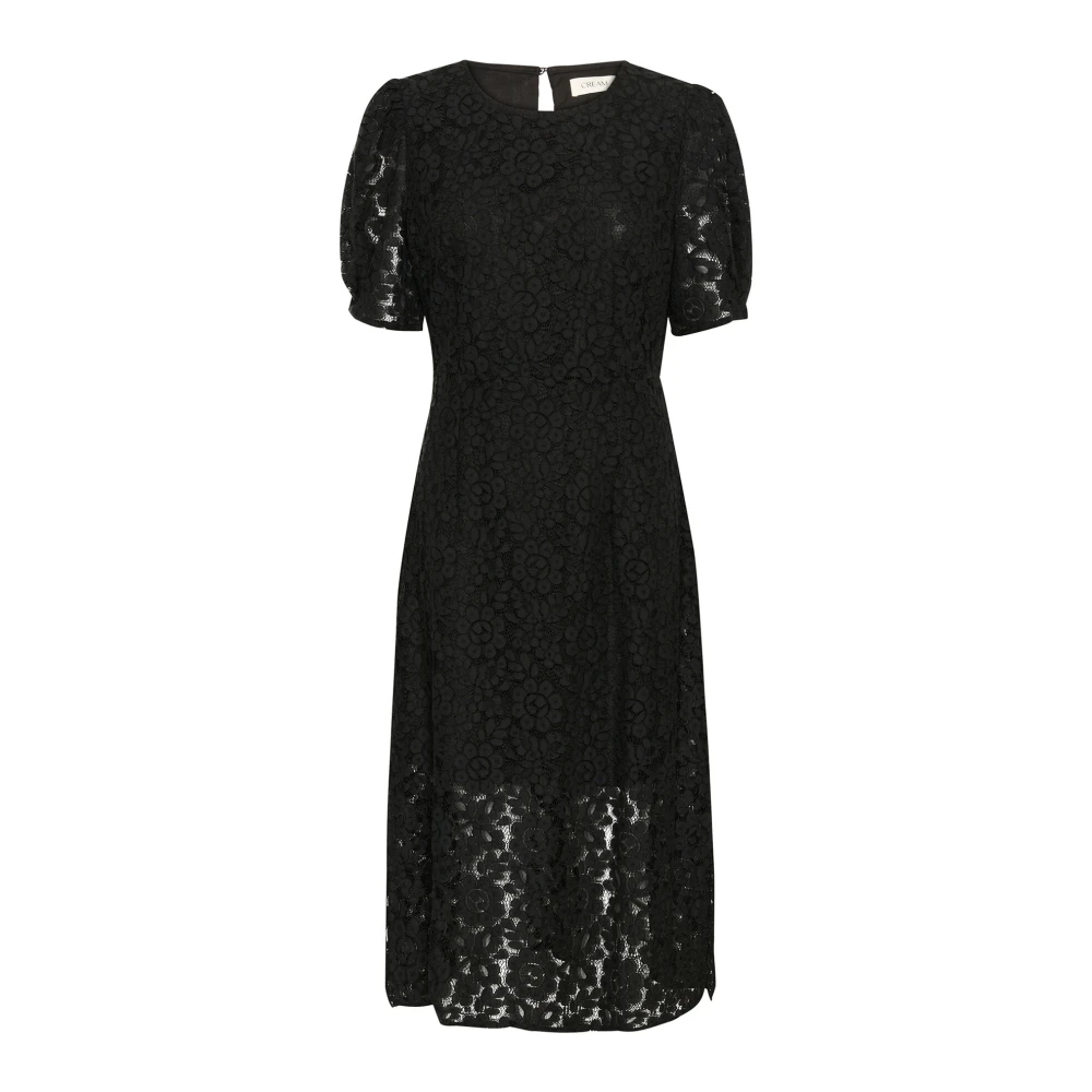 Cream Zwarte Kant Jurk Black Dames