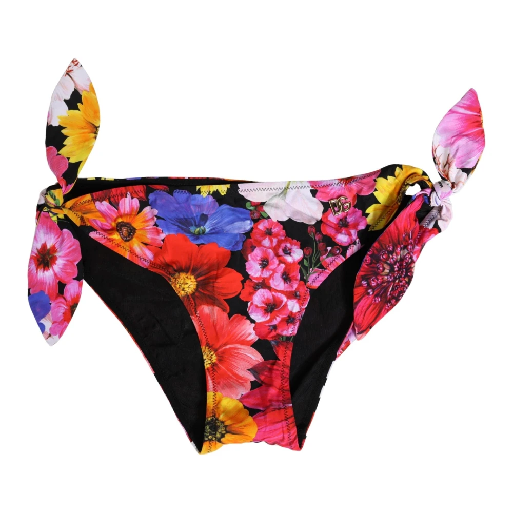 Dolce & Gabbana , Bikinis, Female, Multicolor, S, Bikini Bottoms With Ties And Floral Rose Print