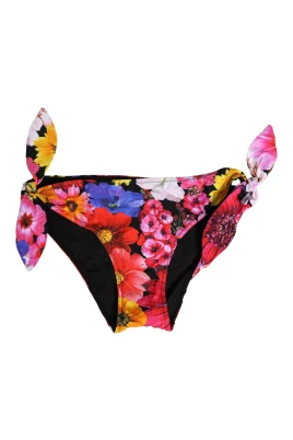 Bikinitrosa med knytband och blommigt rosmönster
