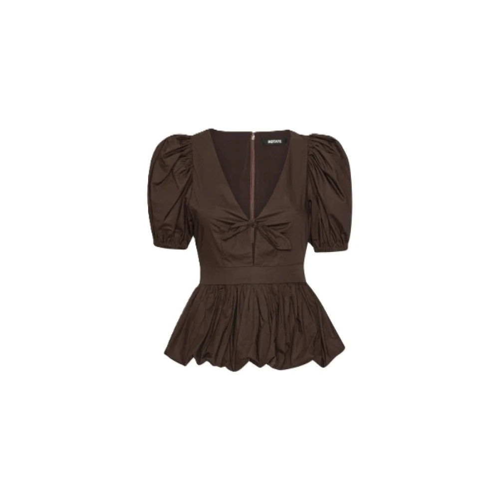 Rotate Birger Christensen Women's Brown Blouses, Xs, Puff Sleeve Bubble Top