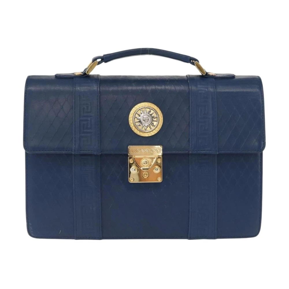 Versace Pre-Owned Women's Blue Pre-Owned Vintage Medusa Sun Lock Briefcase