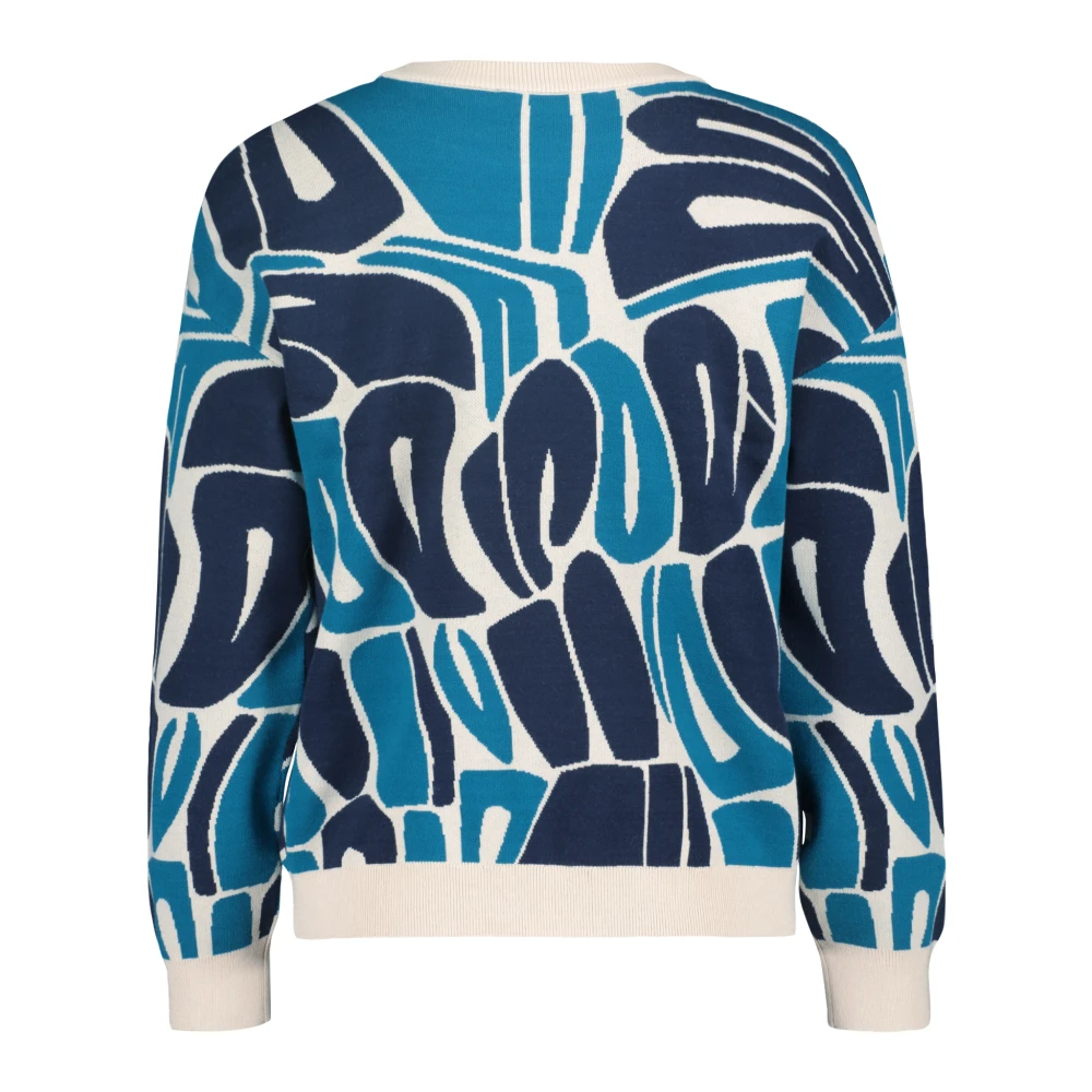 Betty & Co Jacquard Gebreide Trui Blue Dames