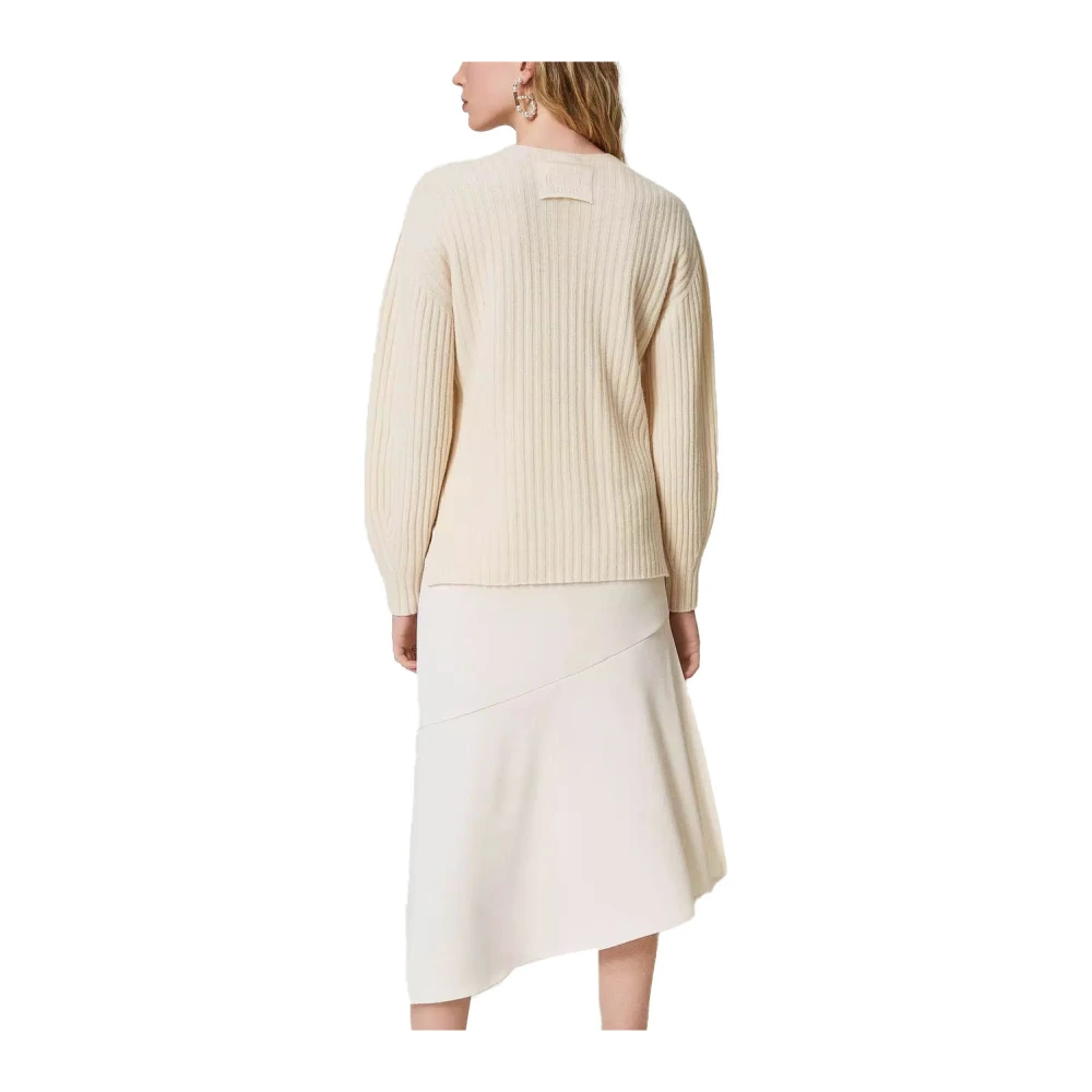 Twinset Asymmetrische Crepe Rok met Kettingdetail White Dames