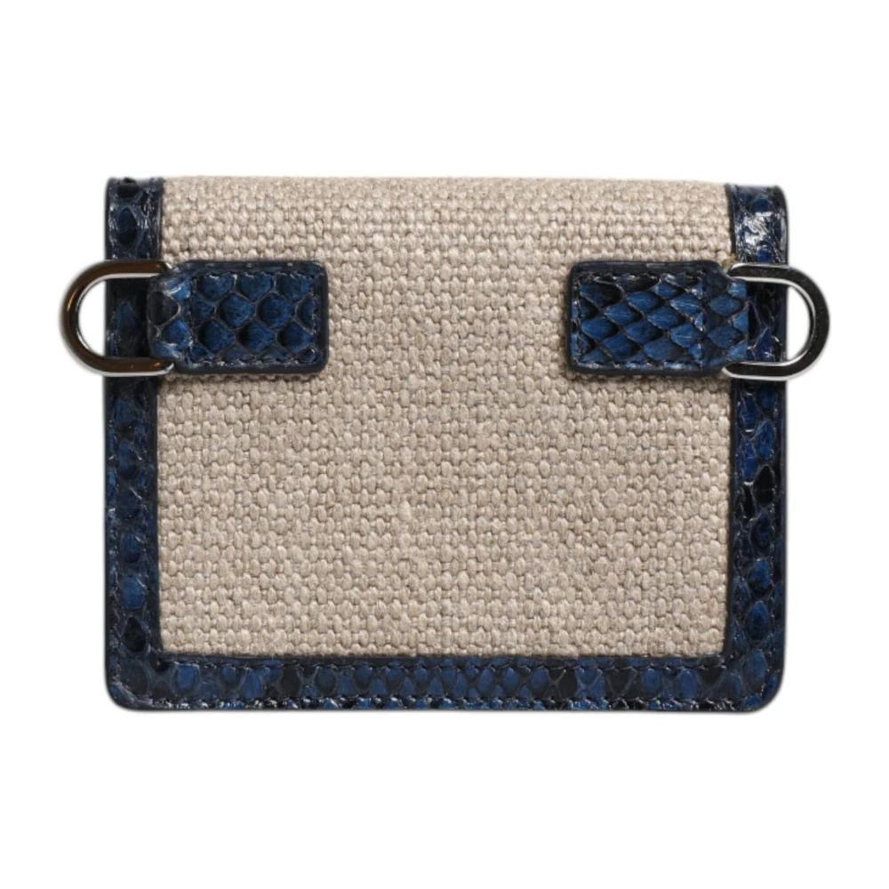 Dolce & Gabbana Beige Blauw Leren Canvas Crossbody Tas Beige Dames