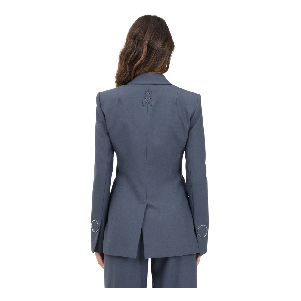 PATRIZIA PEPE Grijze Wol Stretch Jas Enigma Gray Dames
