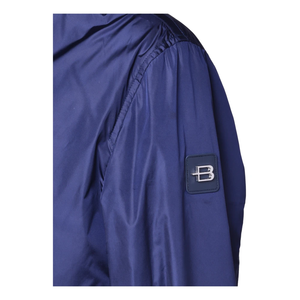 Baldinini Trench coat in navy blue nylon Blue Heren