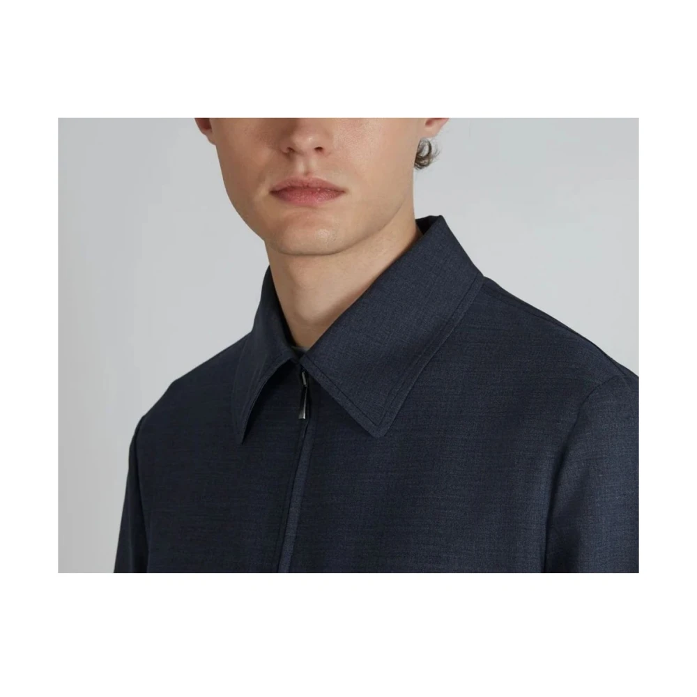 Incotex Stretch wollen bomberjack Blue Heren