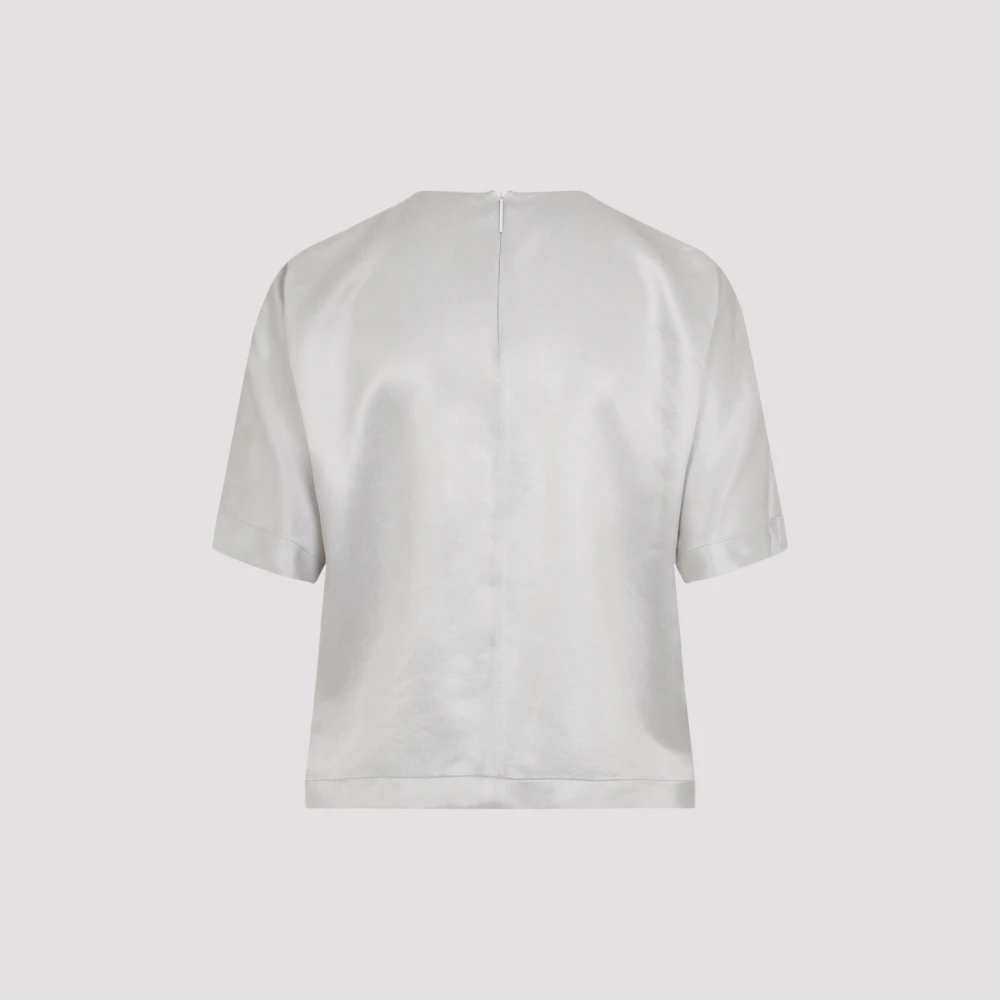 Giorgio Armani Ash Grey Shirt met Ronde Hals Gray Dames