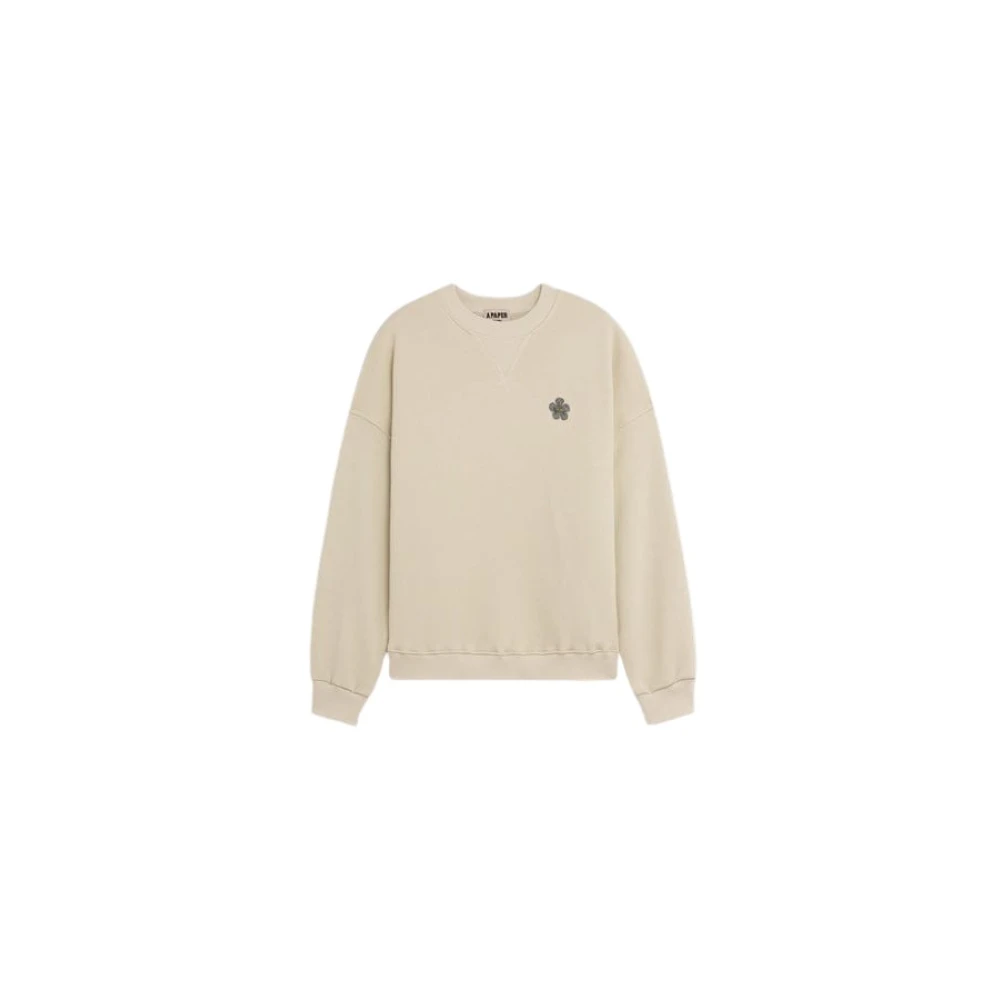 A Paper Kid Katoenen Unisex Sweatshirt Zand Beige Heren