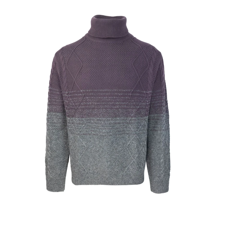 PS By Paul Smith Paarse Trui Hoge Hals Bicolor Gebreid Purple Heren