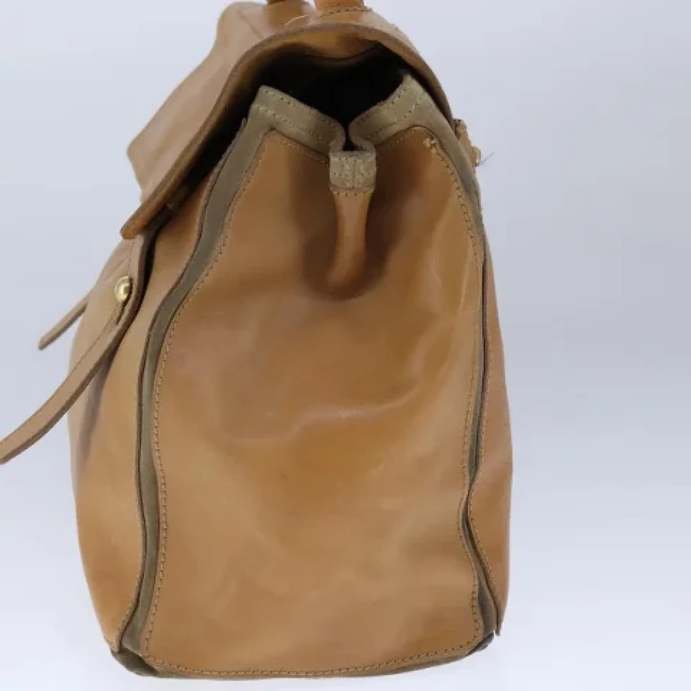Saint Laurent Vintage Pre-owned Leather handbags Beige Dames