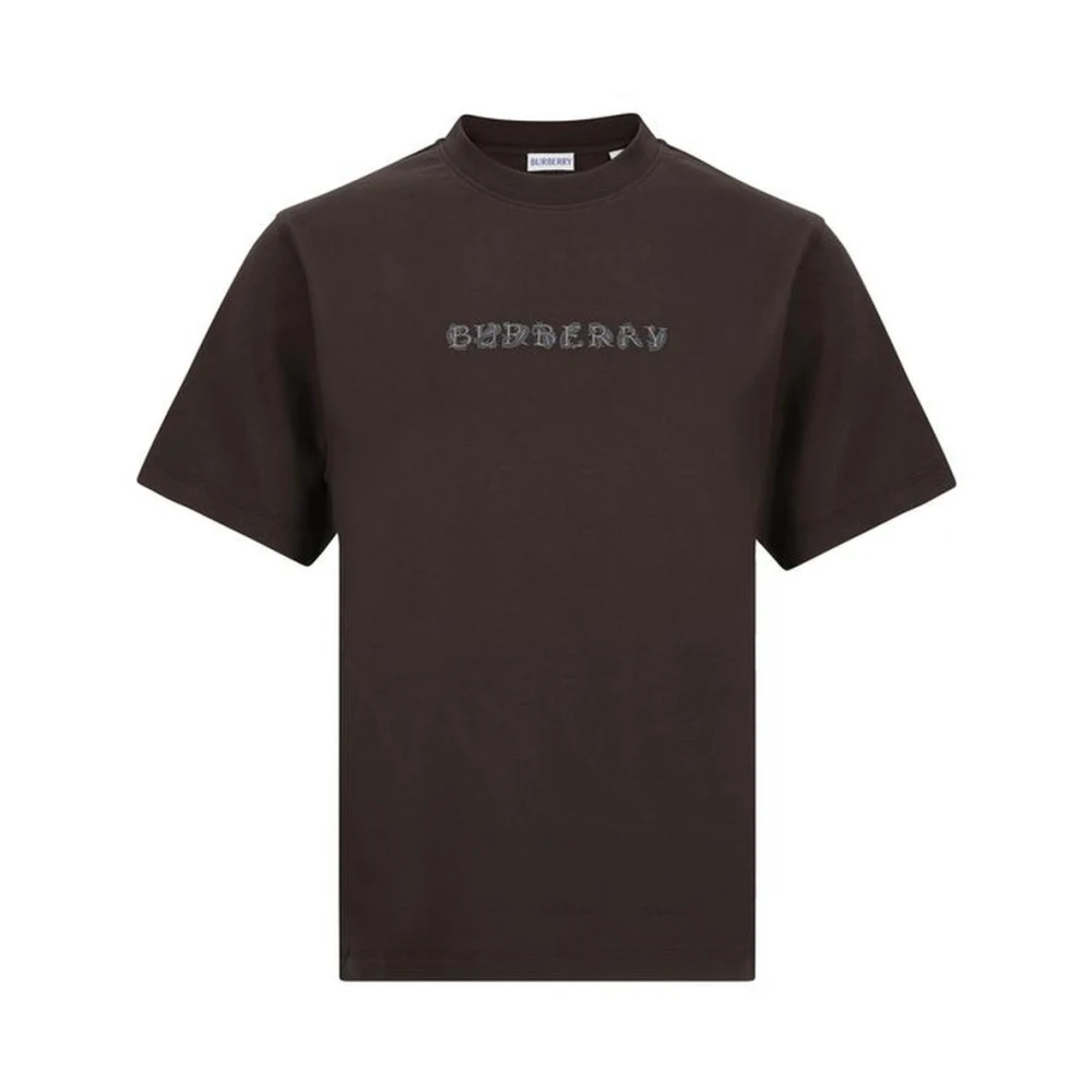 Burberry Monochrome Crew Neck Katoenen T-Shirt Brown Heren