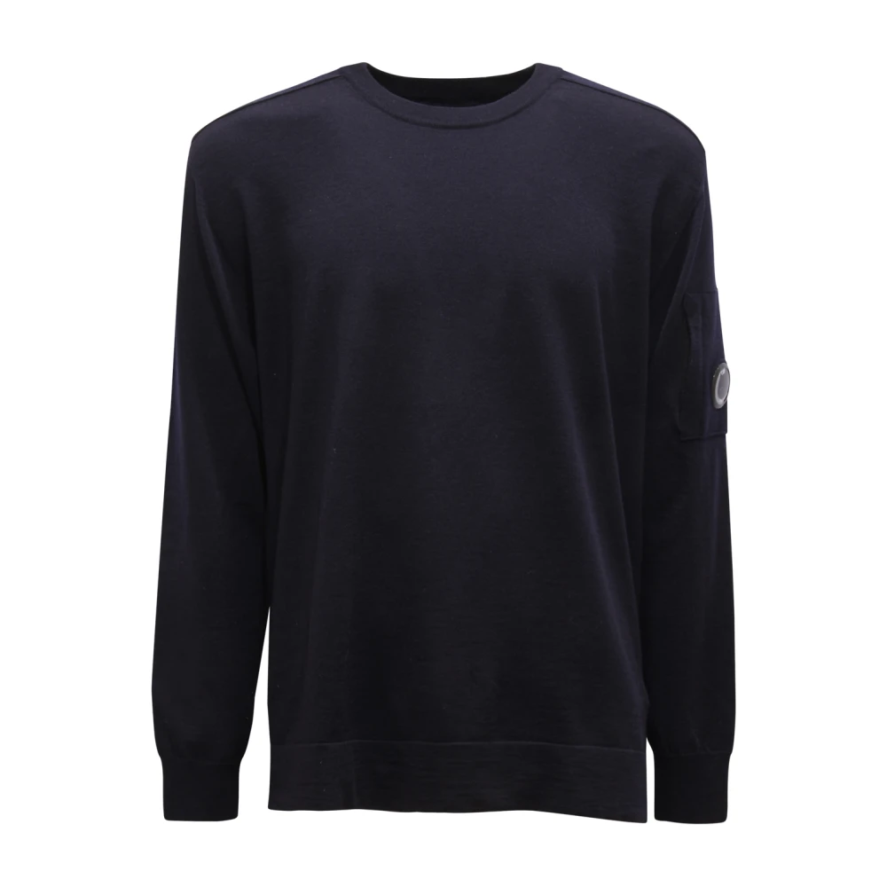 C.p. Company , Round-Neck Knitwear, Male, Blue, Xl, Maglione Wool Jumper E