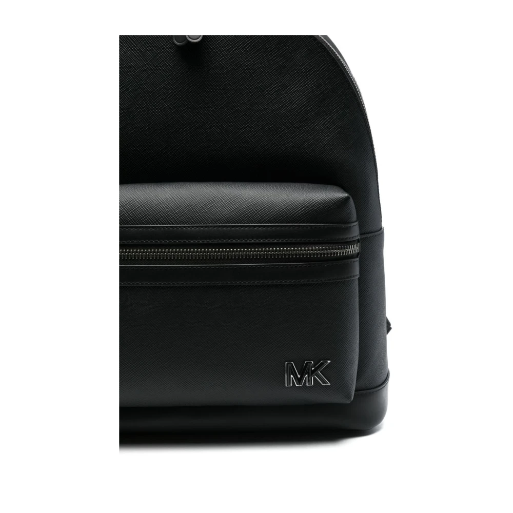 Michael Kors Zwarte rugzak met ritssluiting en voorvak Black Heren
