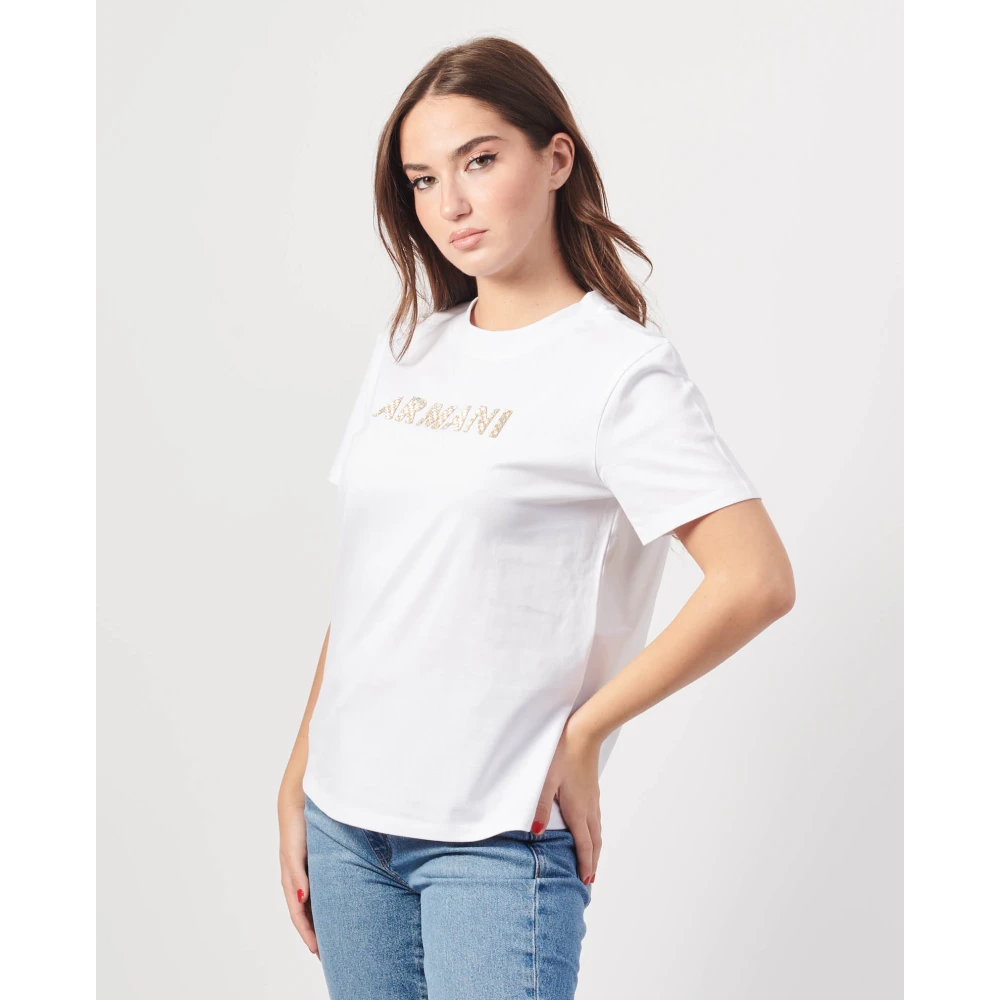 Armani Exchange Casual Ronde Hals T-shirt Wit White Dames