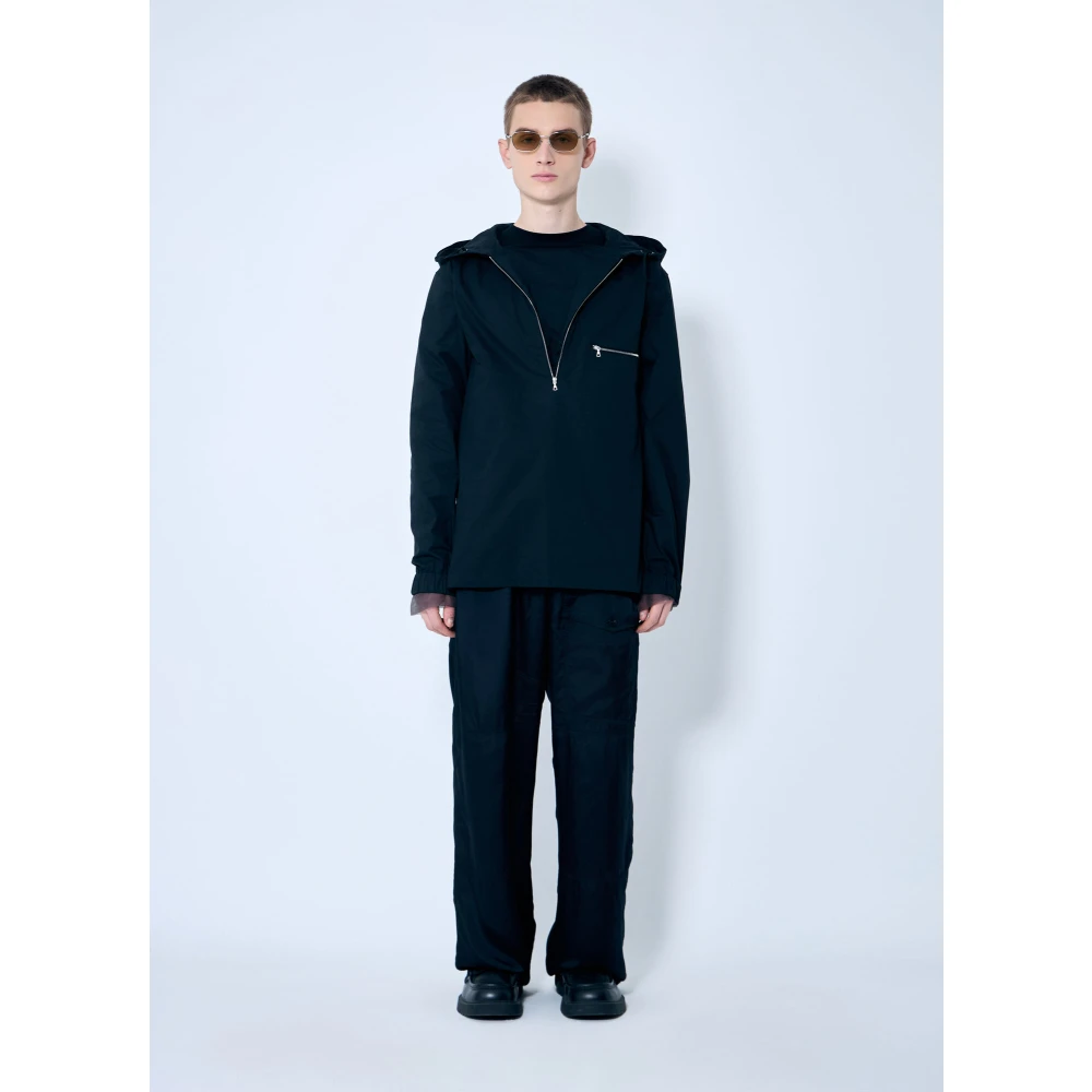 Dries Van Noten Capuchonkatoenen rits-shirt Black Heren