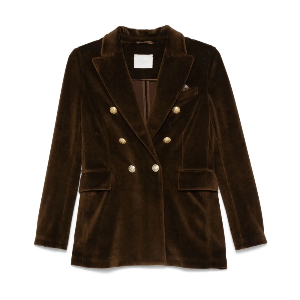 Circolo 1901 Bruine Fluwelen Blazer Peak Revers Brown Dames