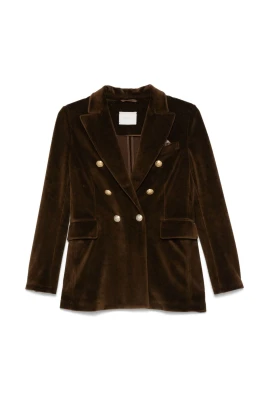 Brun Sammet Blazer Peak Revers