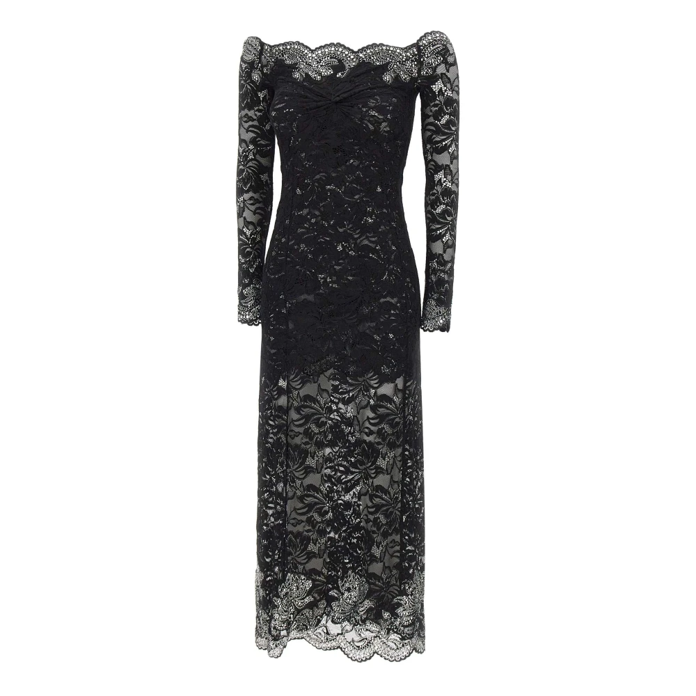 Rabanne Women's Black Off-Shoulder Lace Midi Dress - Maxi Dresses - Xs - Dresses