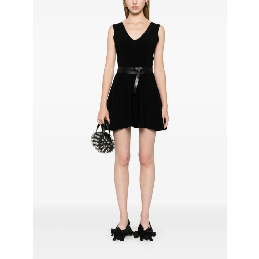 Norma Kamali Zwarte V-hals Mouwloze Jurk Black Dames