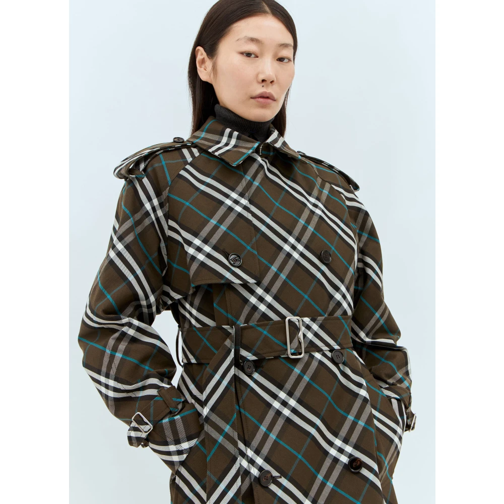 Burberry Klassieke Check Trenchcoat Green Dames
